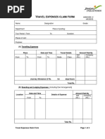 Annexure IV - Travel Expense Claim Form