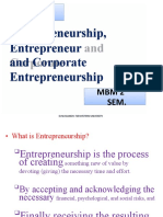 Unit - One: Entrepreneurship, Entrepreneur and Corporate Entrepreneurship