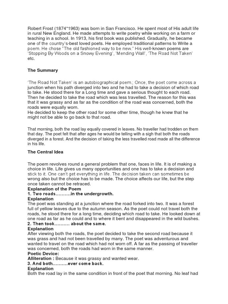 The Road Not Taken | PDF | Poetry