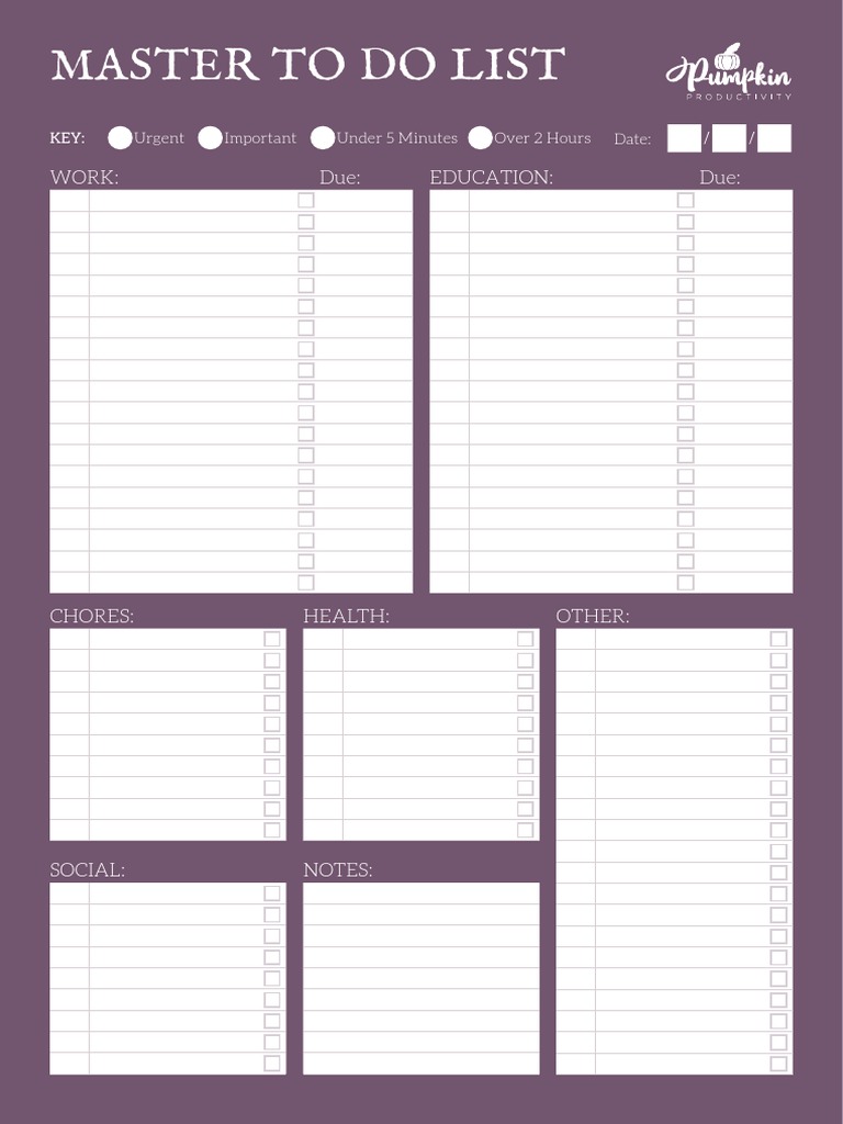 Master To-Do List Template | PDF