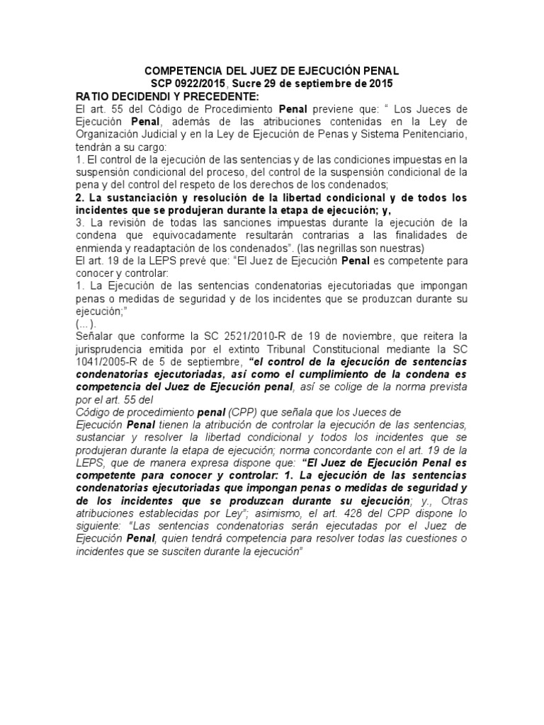 Competencia Del Juez de Ejecución Penal 89 | PDF | Sentencia (ley) | Juez