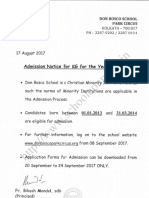 Donbosco - Parkcircus Admission Notice For KG 2018-19