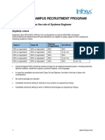 Infosys Campus Recruitment Program - Eligibility Criteria.