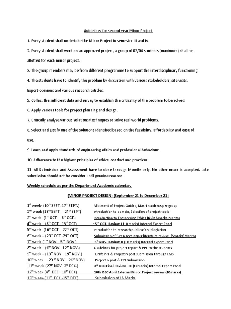 Second Year Minor Project Guidelines | PDF | Engineering | Academia