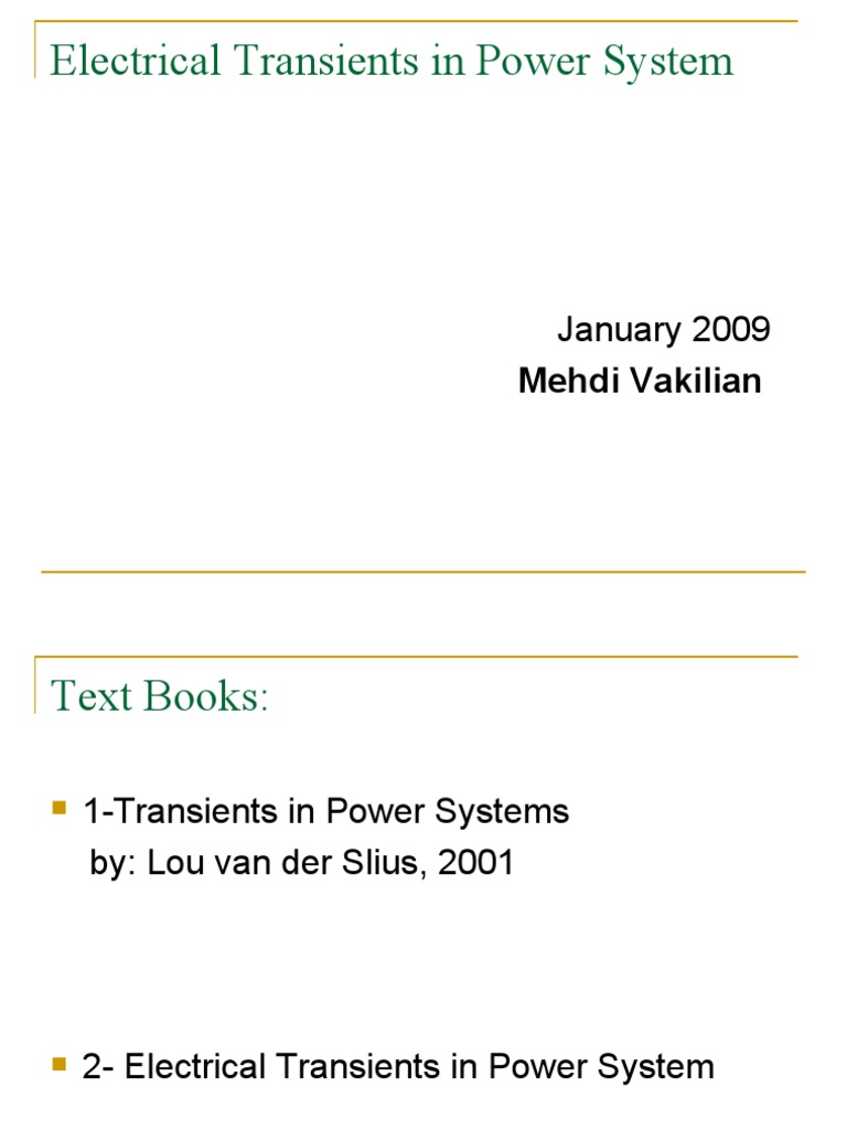 Electrical Transients in Power Systems | PDF | Electrical Network ...