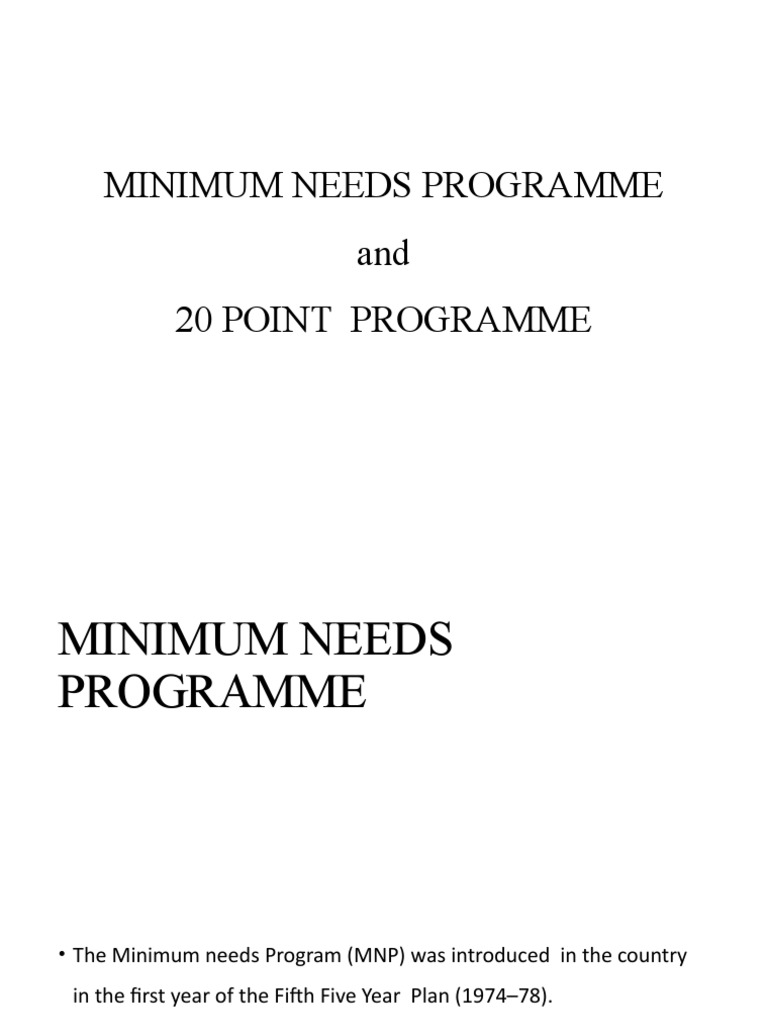 Overview of Minimum Needs Programme | PDF | Welfare | Slum