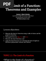 Lesson 1 - The Limit of A Function - Theorems and Examples