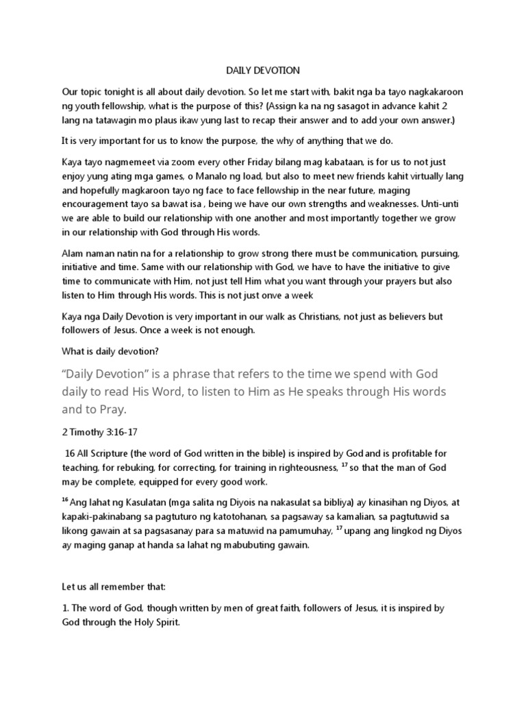 Daily Devotion: Purpose and Benefits | PDF | Religious Behaviour And ...