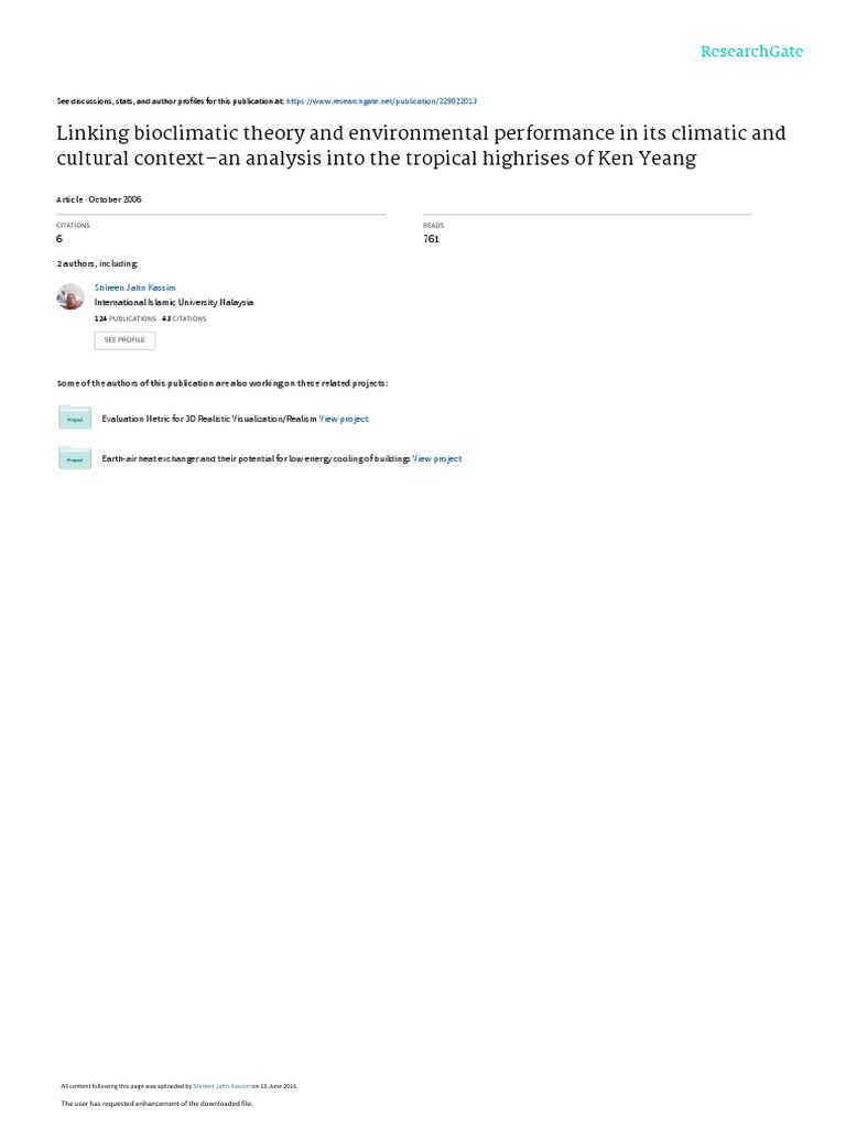 Bioclimatic Highrises: Ken Yeang Analysis | PDF | Green Building | Design