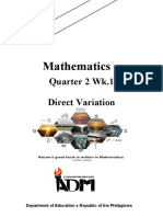 Mathematics: Quarter 2 Wk.1 Direct Variation