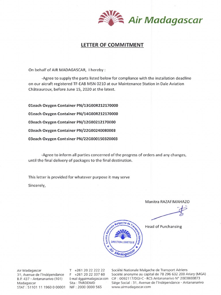 Letter of Commitment - 001 | PDF