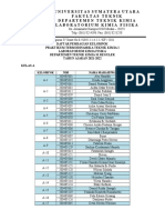 Daftar Pembagian Kelompok Praktikum Termodinamika Teknik Kimia I