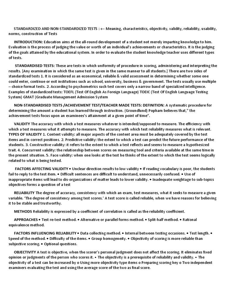 Document 17 Standardized and Non Standarized Test | PDF | Test ...