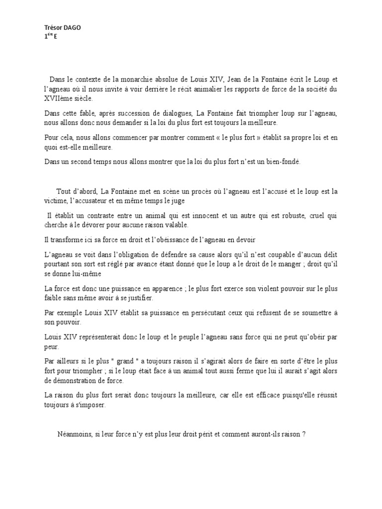 La loi du plus fort : force ou justice ? | PDF | Fiction générale