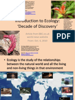 Introduction To Ecology: Decade of Discovery': Article From BBC - Co.uk World News Website From: Oct. 4, 2010