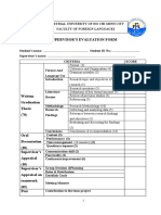 Industrial University Thesis Evaluation Form