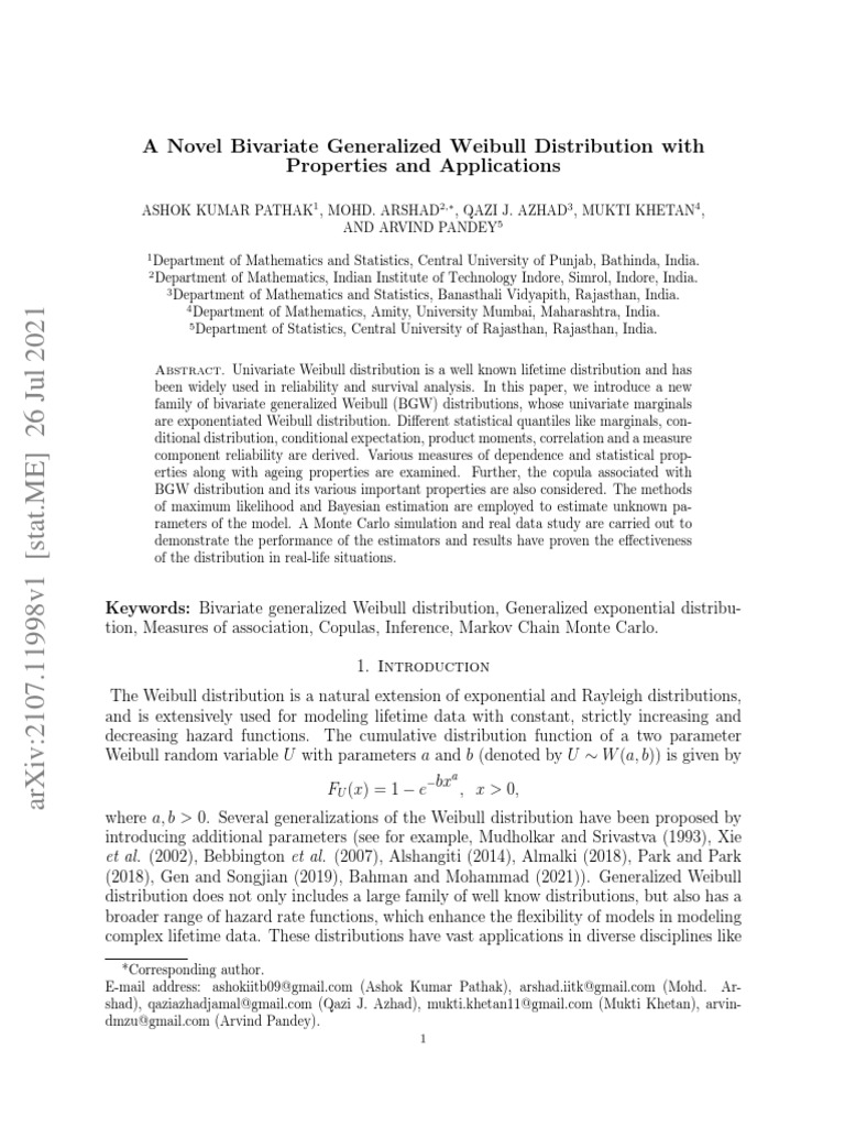 A Novel Bivariate Generalized Weibull Distribution | PDF | Estimation ...