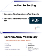 Introduction To Sorting: Objectives