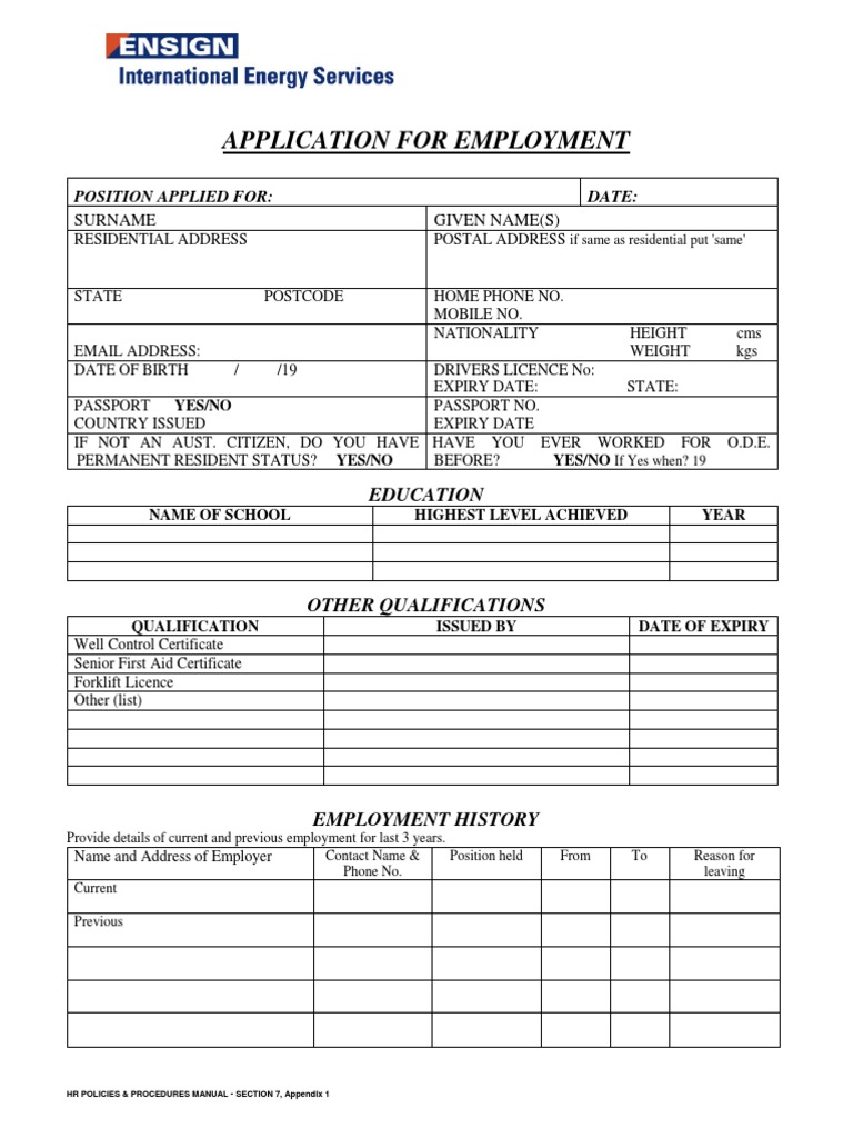 Application For Employment | PDF | Government | Business
