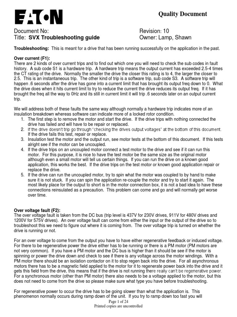 Document No: Revision: 10 Title: SVX Troubleshooting Guide Owner: Lamp ...