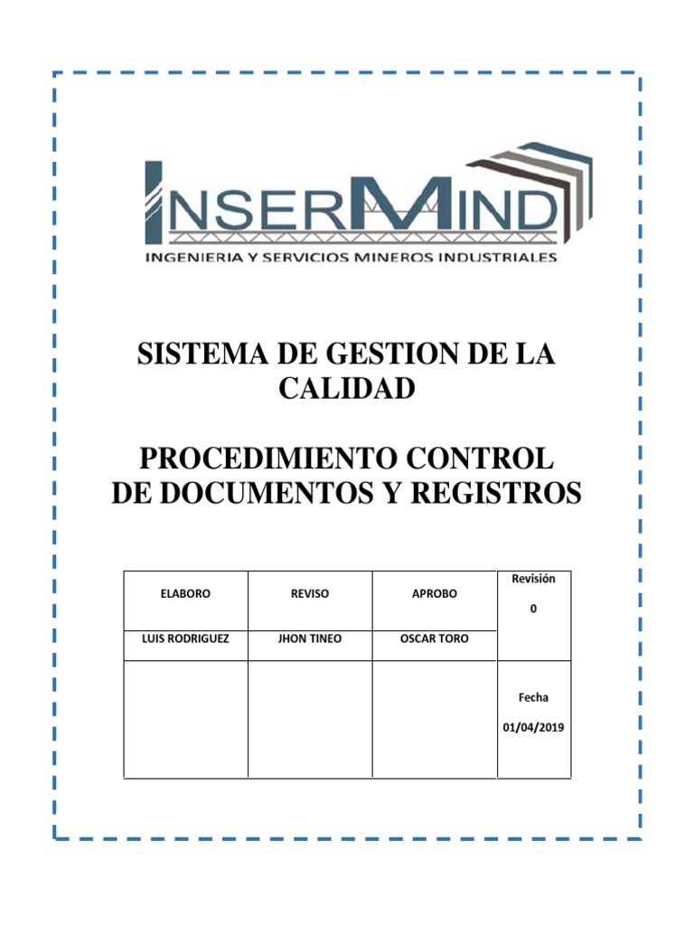 Procedimiento de Control de Documentos y Registros | PDF | Sistema de ...