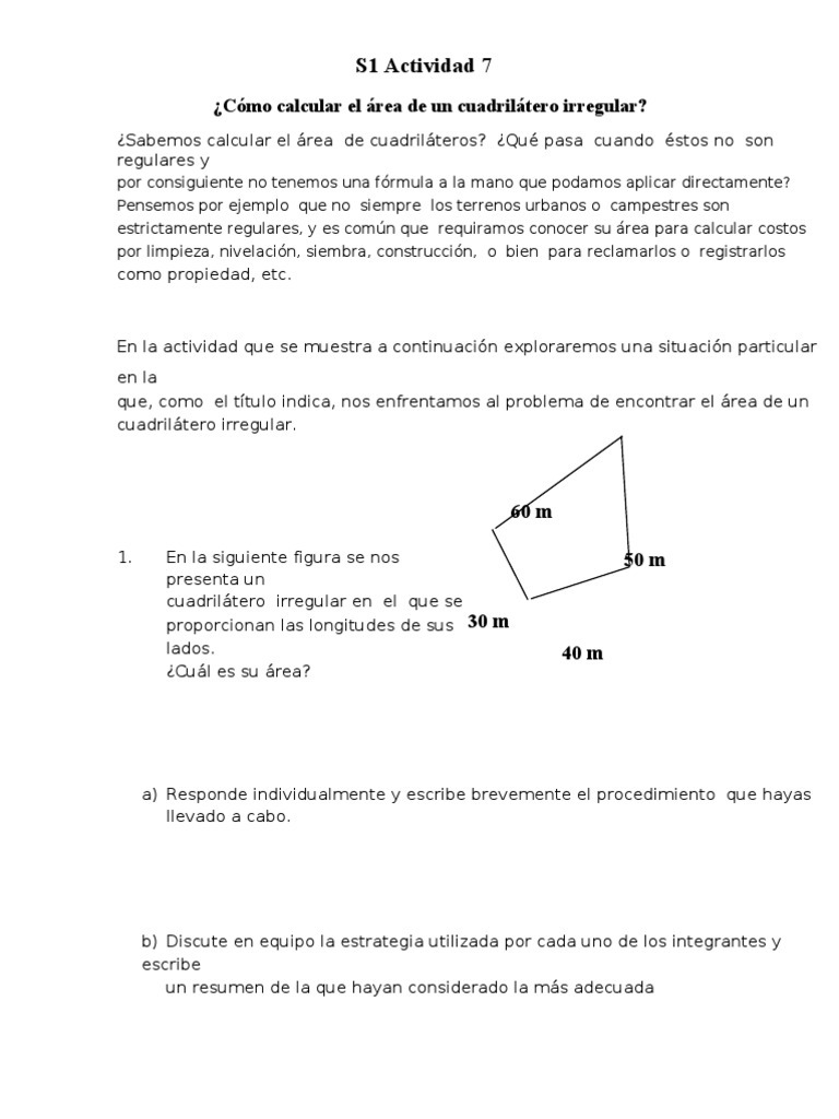 s7 Como Calcular El Area de Un Cuadrilatero Irregular | PDF ...