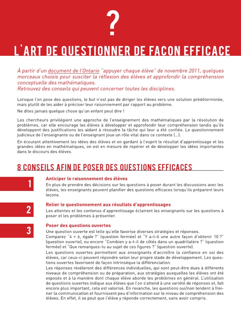 L - Art de Questionner | PDF | Mathématiques | Cognition