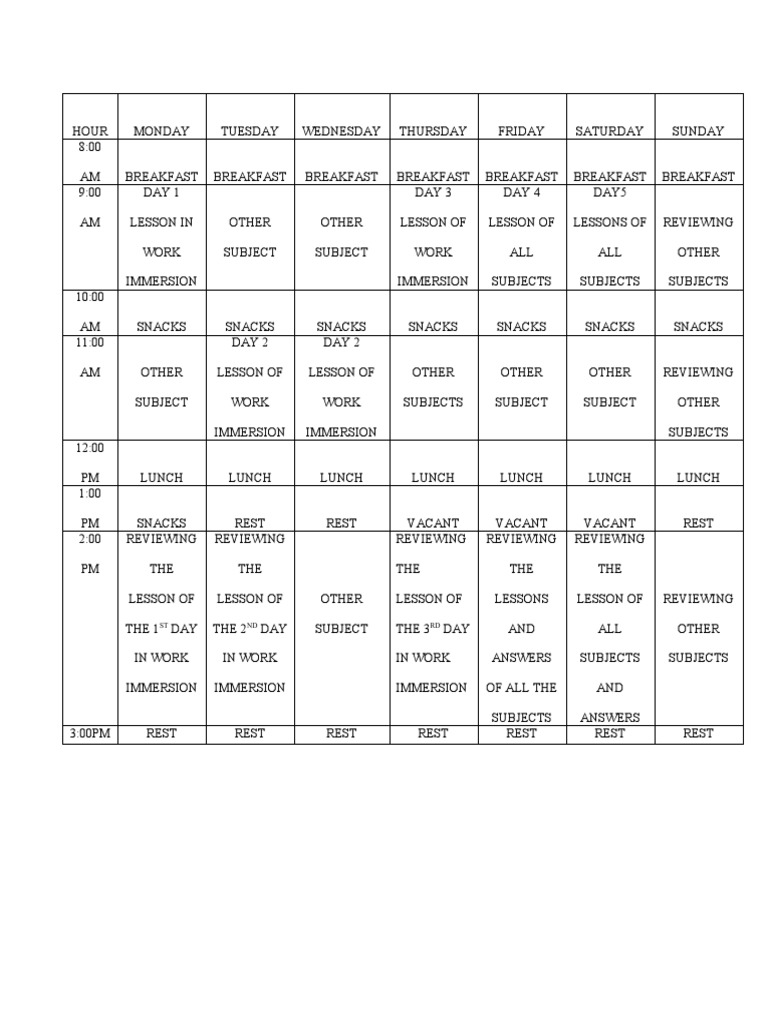 Weekly Lesson and Review Schedule | PDF | Language Arts & Discipline ...
