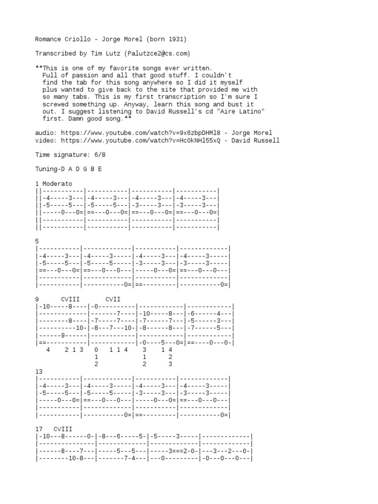 Morel Romance Criollo PDF Elements Of Music Music Theory