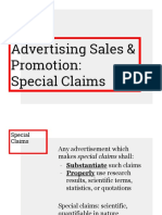 Advertising and Sales Promotion - Special Claims