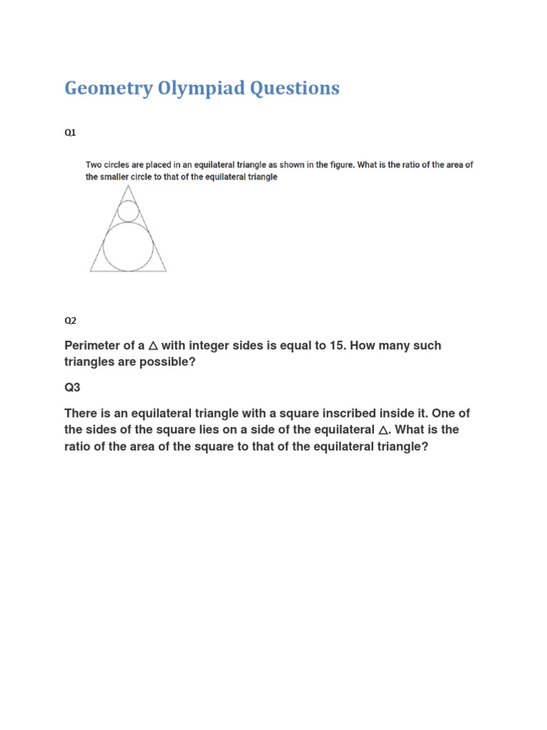 Geometry Olympiad Problems and Solutions | PDF