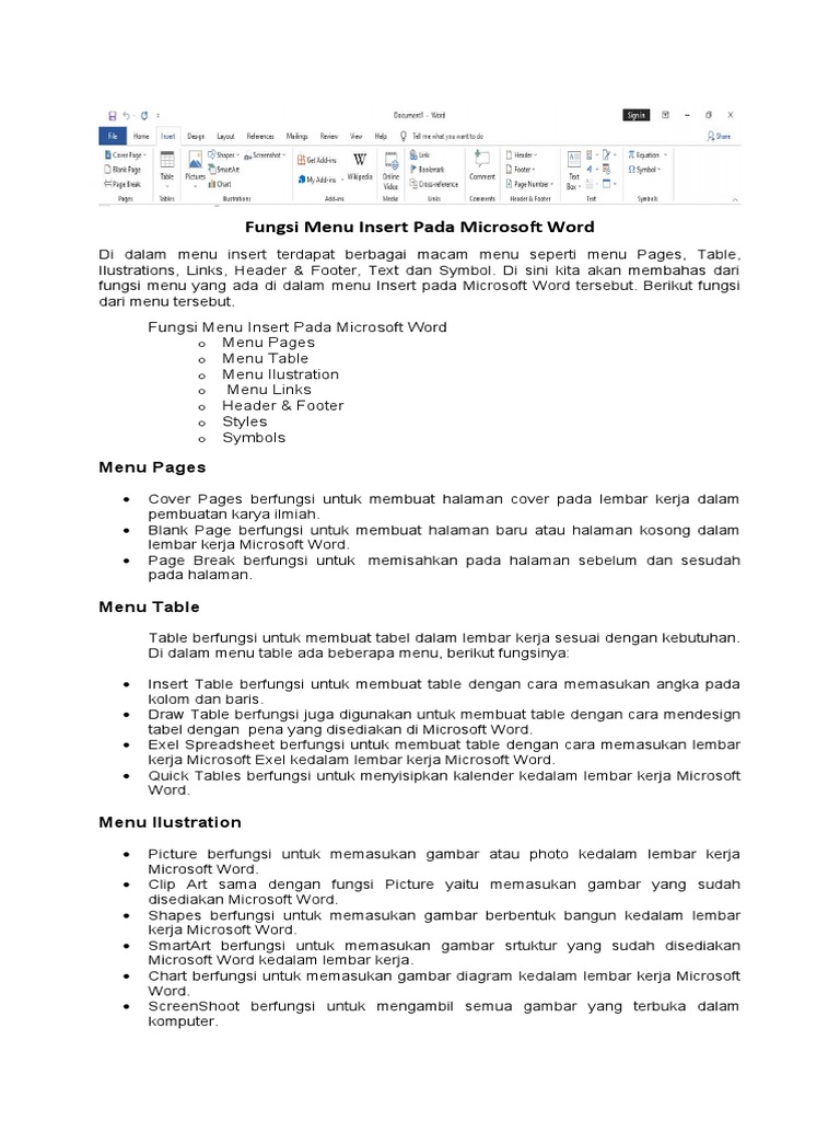 Fungsi Menu Insert di Microsoft Word | PDF | Karier & Perkembangan | Seni