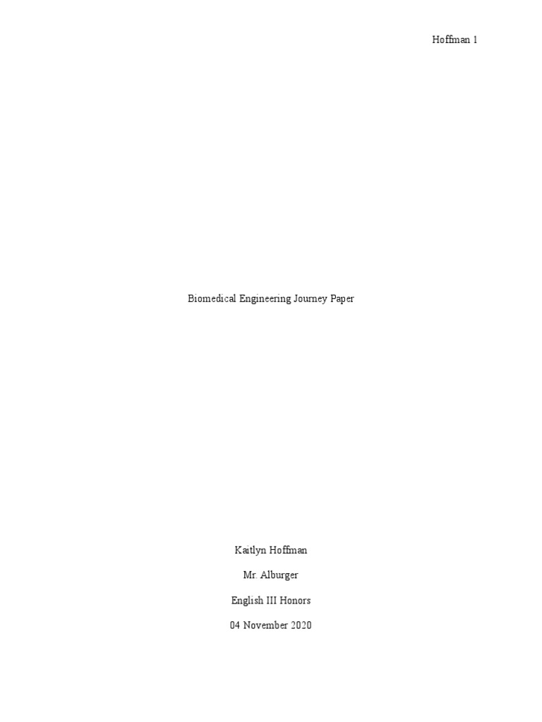 Khoffman Final Draft Biomedical Engineering Journey Paper | PDF ...