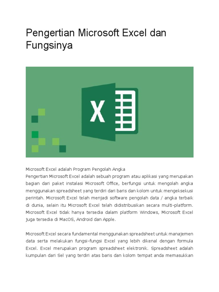 Pengertian Microsoft Excel Dan Fungsinya | PDF
