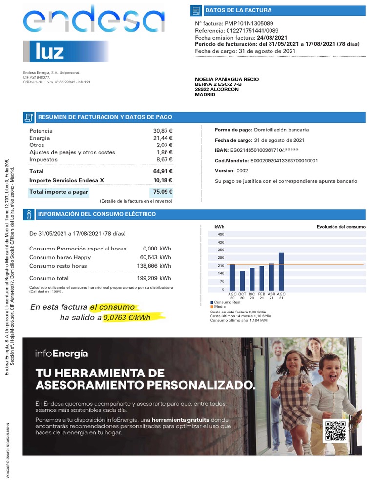 Factura Endesa | PDF | Metrología | Energia electrica
