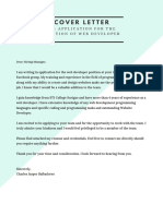 Cover Letter: Re: Application For The Position of Web Developer