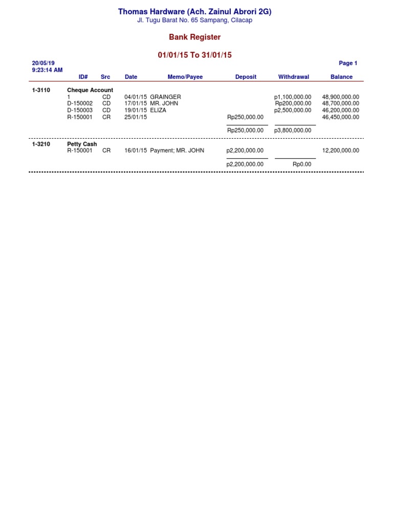 Bank Register | PDF
