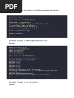 Questions: Program For String Reversal Without Using Inbuilt Function