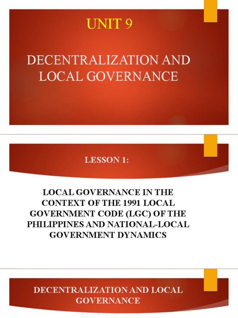 Unit 9 Lesson 1 Decentralization and Local Governance | PDF ...