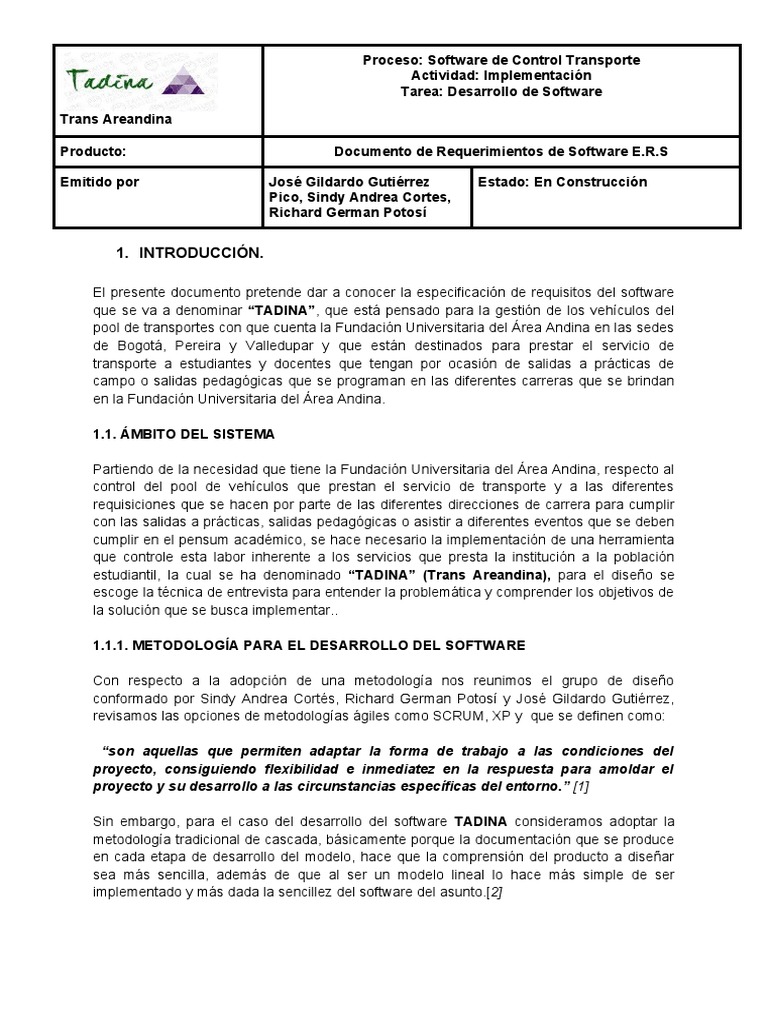 Actividad Evaluativa Eje 2 ERS - Wiki Entrega | PDF | Software ...