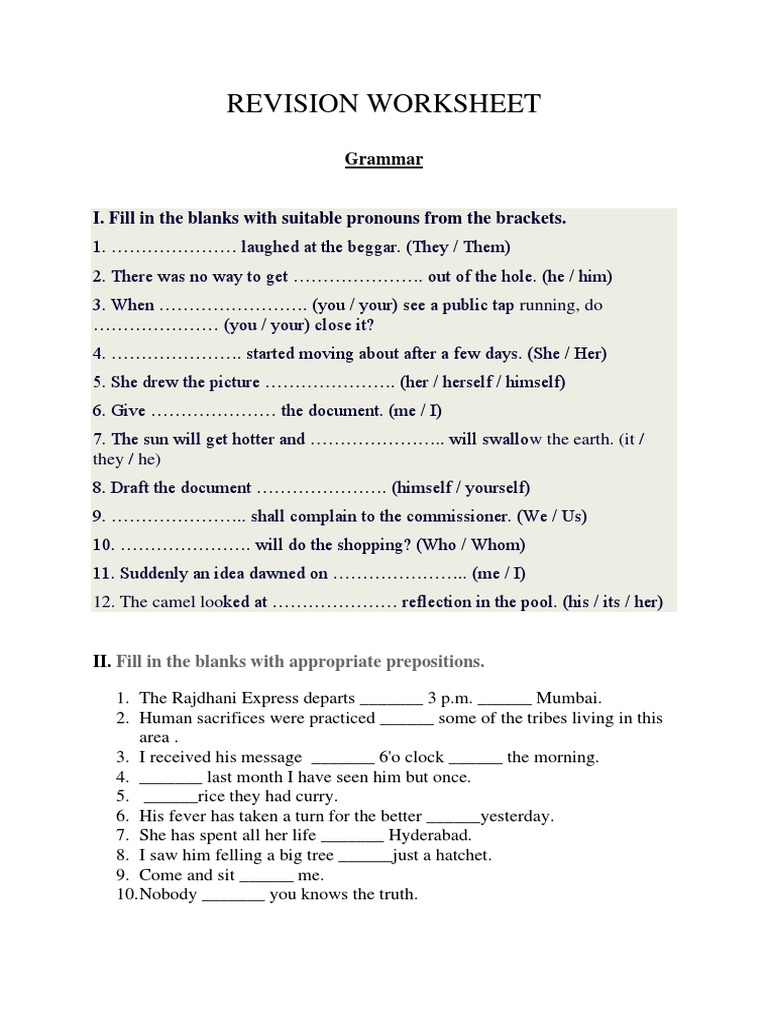 Revision Worksheet - Grade 6 | PDF | Orange (Fruit) | Vitamin