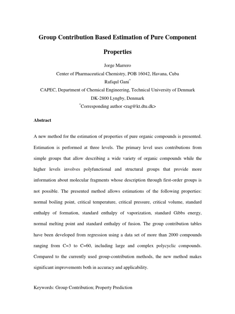 Enhanced Group Contribution Method | PDF | Functional Group ...