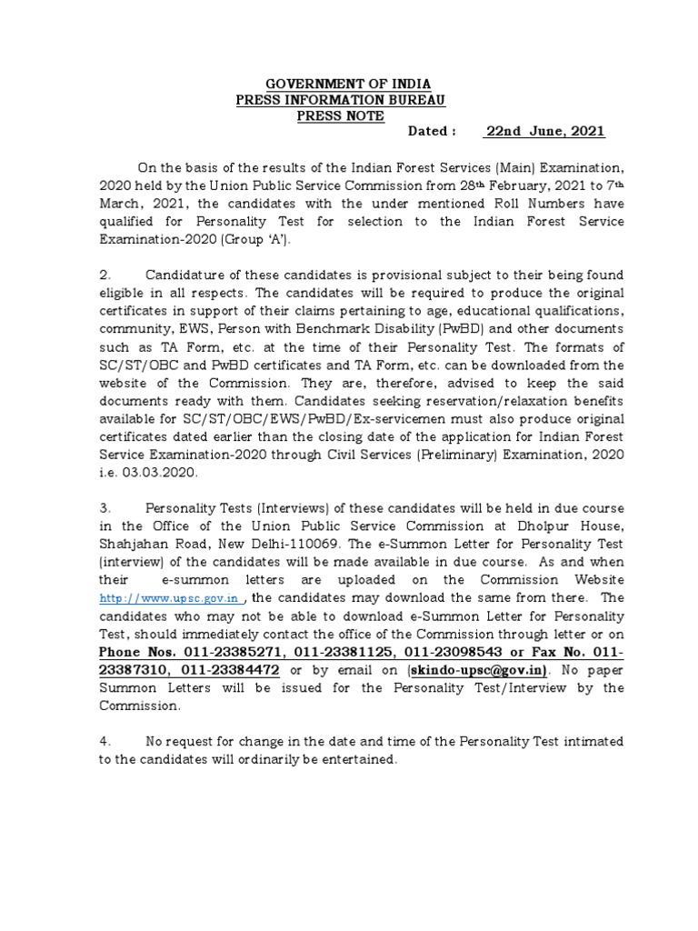 Government of India Press Information Bureau Press Note Dated: 22nd ...