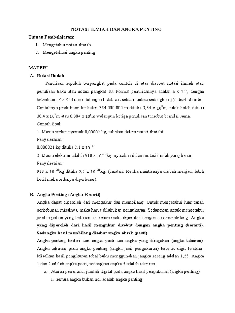 Notasi Ilmiah Dan Angka Penting | PDF