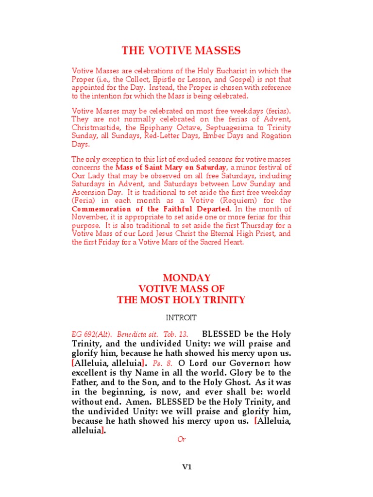Votive Masses PDF Mass (Liturgy) Eucharist