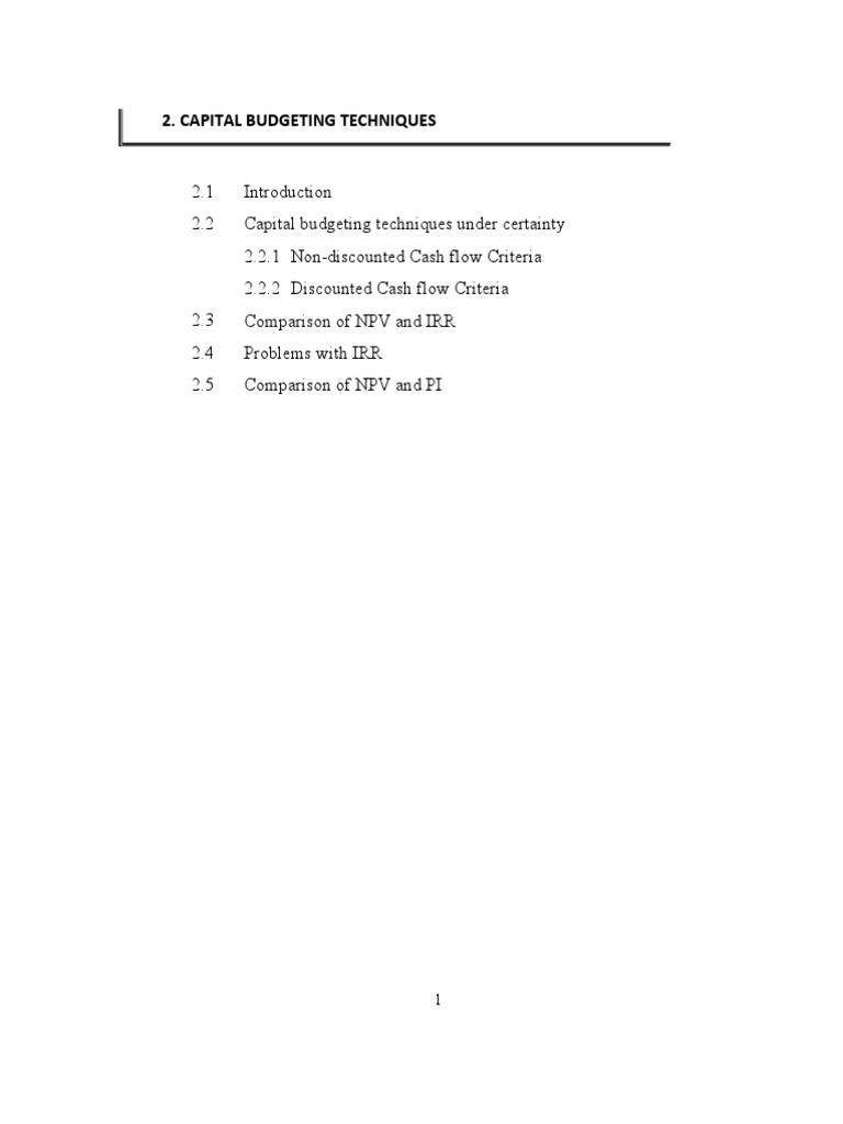 Capital Budgeting Techniques Explained | PDF | Capital Budgeting | Net ...