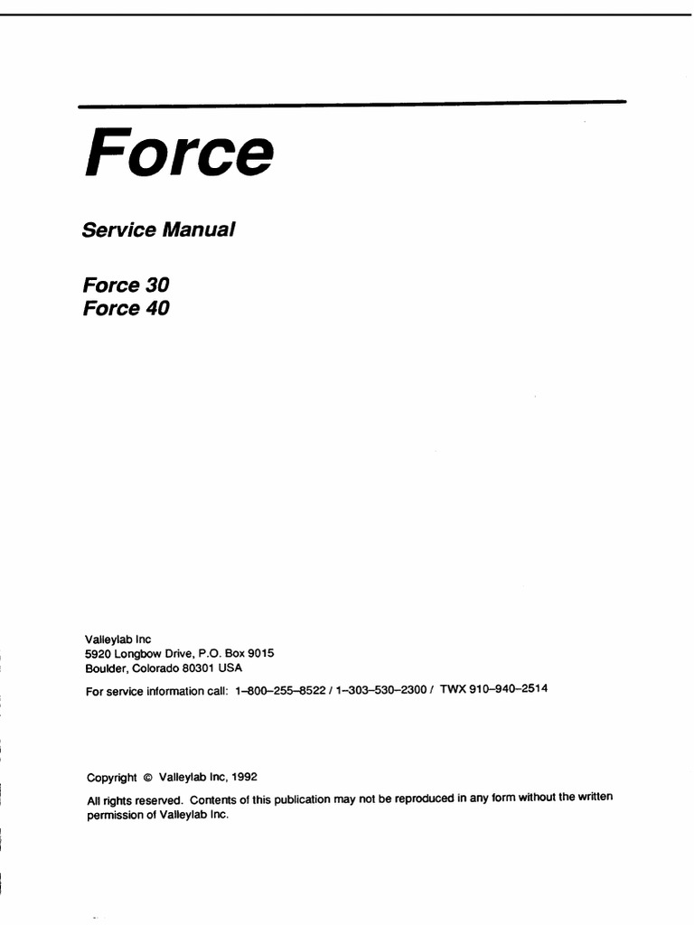 Valleylab Force 30,40 Electrosurgical Generator Service Manual PDF