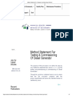 Method Statement For Testing & Commissioning of Diesel Generator