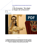 15 Agosto, Se Eligio Esa Fecha Por La Virgen de La Asuncion - Arce