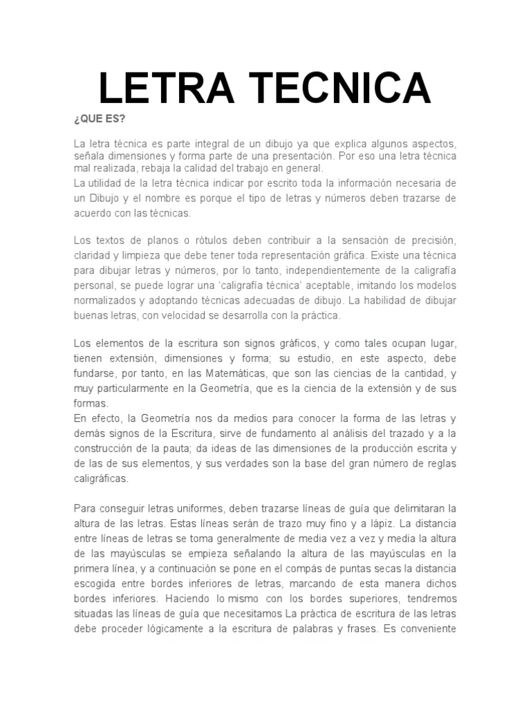 Guía de Letra Técnica en Dibujo Técnico | PDF | Velocidad de la ...